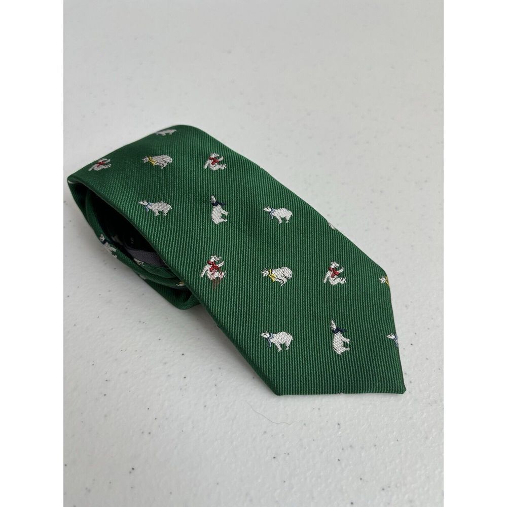 Club Room Boy's 100%‎ Silk Green Polar Bear Zipper Adjustable Necktie